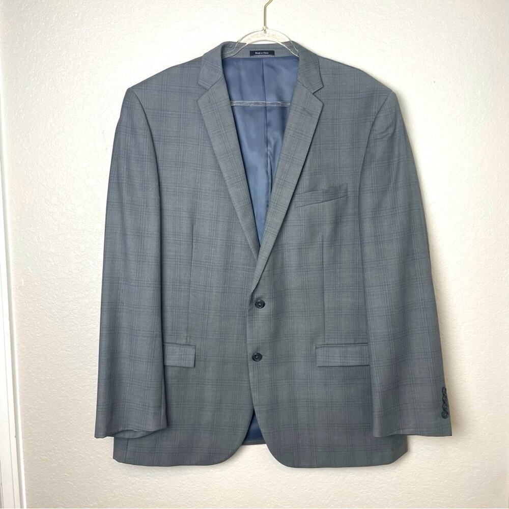 EGARA Men's Gray Plaid Blazer Size 50L